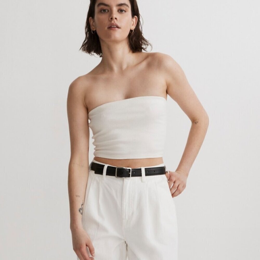 Madewell Crop Tube Top in Sleekhold NL400 XL cream Lighthouse